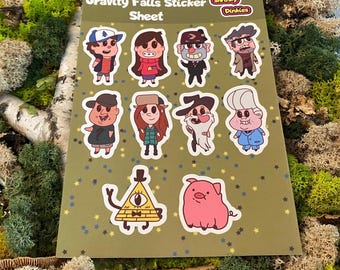 Gravity Falls Sticker Sheets- For Laptops, Journals, and Waterbottles: Mabel, Dipper, Stan, Bill, Soos, Wendy, Waddles