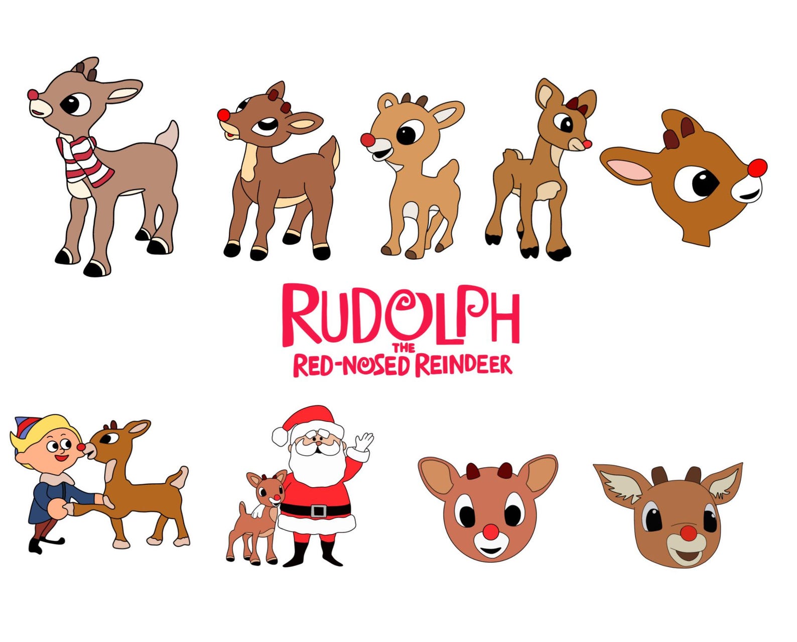 10 Colored Layered Rudolph SVG Files Bundle for Cricut, SVG, Layered ...