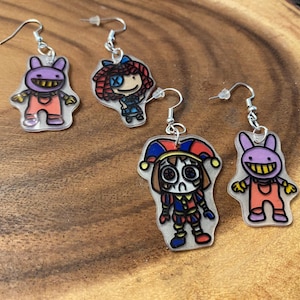 Amazing Digital Circus Shrinky Dink Earrings- Handmade: Pomni, Jax, Ragatha, ADC, Earrings