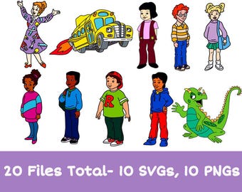 Magischer Schulbus Cartoon SVG-Bundle, Kinder Charaktere Clipart (Digitale Kunst)