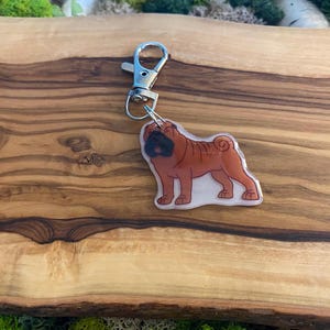 Porte-clés shar-pei | Art Kawaii de dessin animé de race de chiot | Cadeau commémoratif Chibi pour amoureux des animaux | Boissons rétractables faites à la main