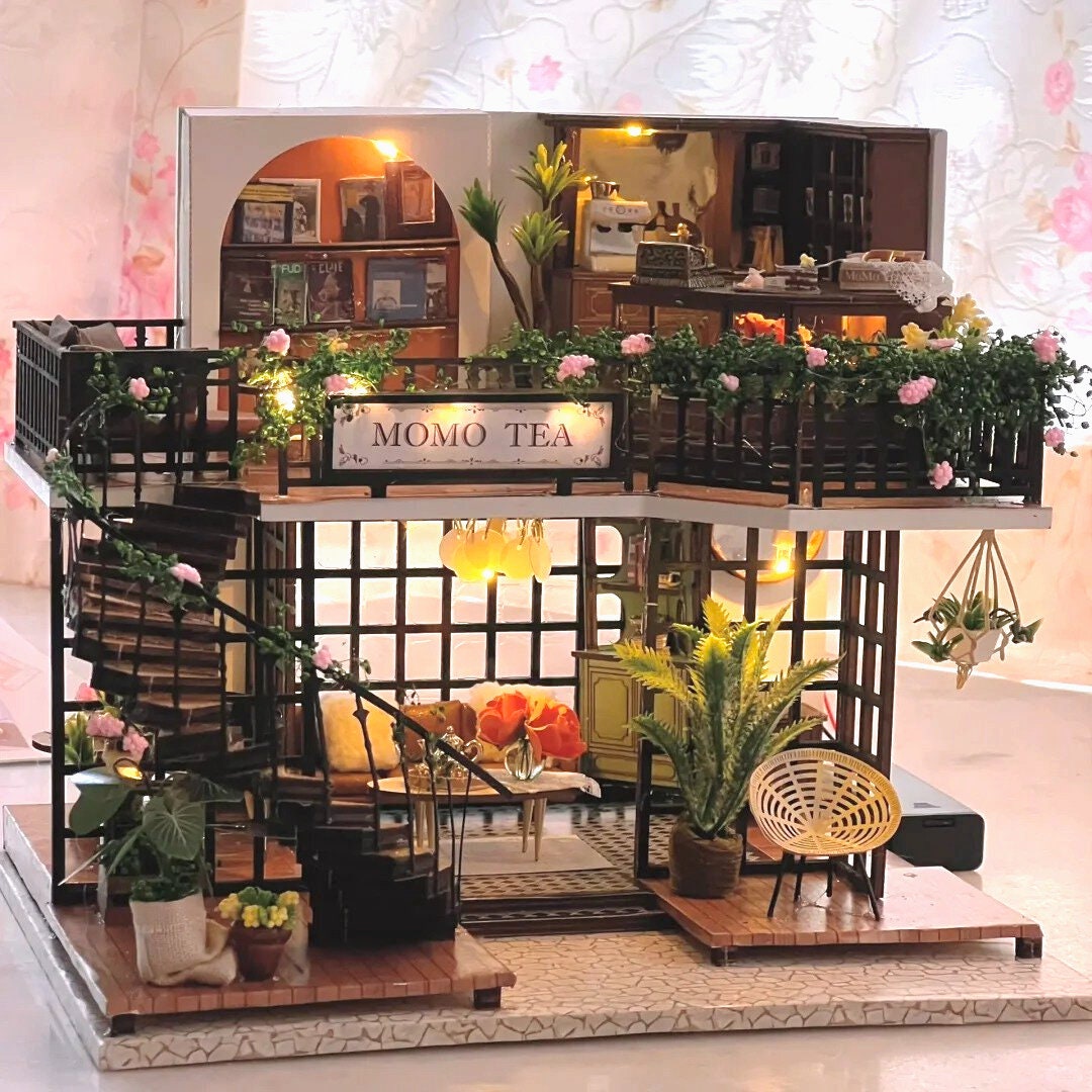 Momo Tea House Vintage Forest Teashop DIY Dollhouse, Home Décor