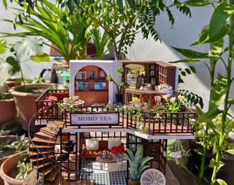 Momo Tea House Vintage Forest Teashop DIY Dollhouse, Home Décor