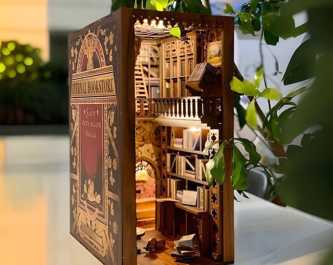 Wooden Craft Eternal Bookstore DIY Miniature Book Nook, Home Décor Birthday Christmas Gifts for Friends, Girlfriend, Boyfriend and Families