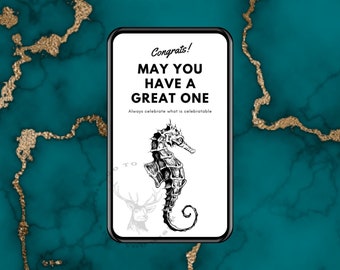 Hippocampus. Congratulation card. May you have a great one. Sea Horse. Digital Card - Animated Card, E-card, ready to send card instantly.