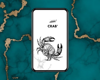 Ohh Crab'. Exclamation card. humorous card. Whimsical card. Crab card. Digital Card - Animated Card, E-card, ready to send card instantly.