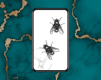 Two flies on your screen. Peculiar Whimsical. Digital Card - Animated Card, E-card, ready to send instantly. E-cards sends in any text app.