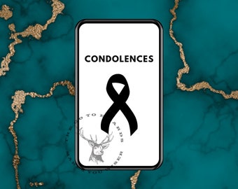 Condolence card. I am sorry for your loss. Condolences. black ribbon. Digital Card - Animated Card, E-card, ready to send card instantly.