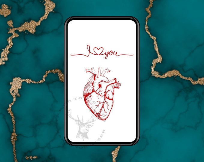Featured listing image: I Love you Card with all my heart. Digital Card - Animated Card, E-card, ready to send instantly. E-cards sends in any text app.