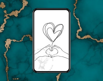 Hand gesture makes a heart shape. Digital Card - Animated Card, E-card, ready to send card instantly. E-card send in any text app.