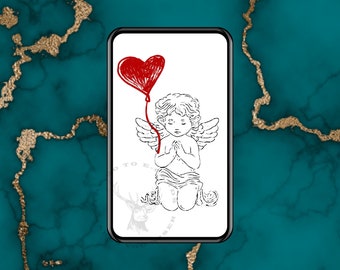 Angel sending heart card - Digital Card - Animated Card, E-card, ready to send card - instant card. Angel playing hearts - Gif Card