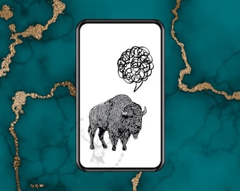 Talking Bull card. Whimsical card.Bison bull . Digital Card - Animated Card, E-card, ready to send instantly. E-cards sends in any text app.