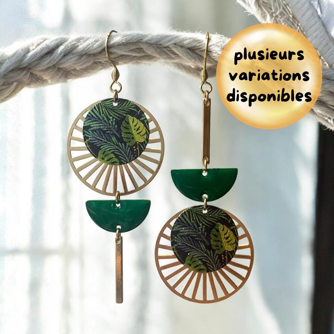 Boucles d'oreilles asymétriques dépareillées acier inoxydable doré - sequins colorés - pour femme ou jeune fille - création artisanale - Etsy France