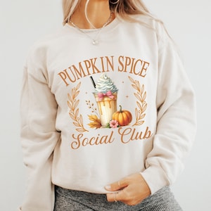 Pumpkin Spice Latte Sweatshirt Cozy Fall Coffee Sweater Autumn Themed Gift for Girlfriend Cute Pumpkin Spice Apparel Coffee Lover Gift Idea