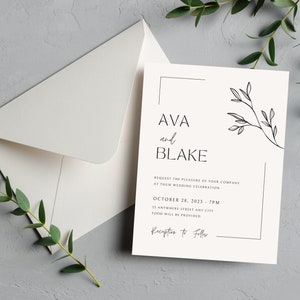Invitación de boda minimalista moderna