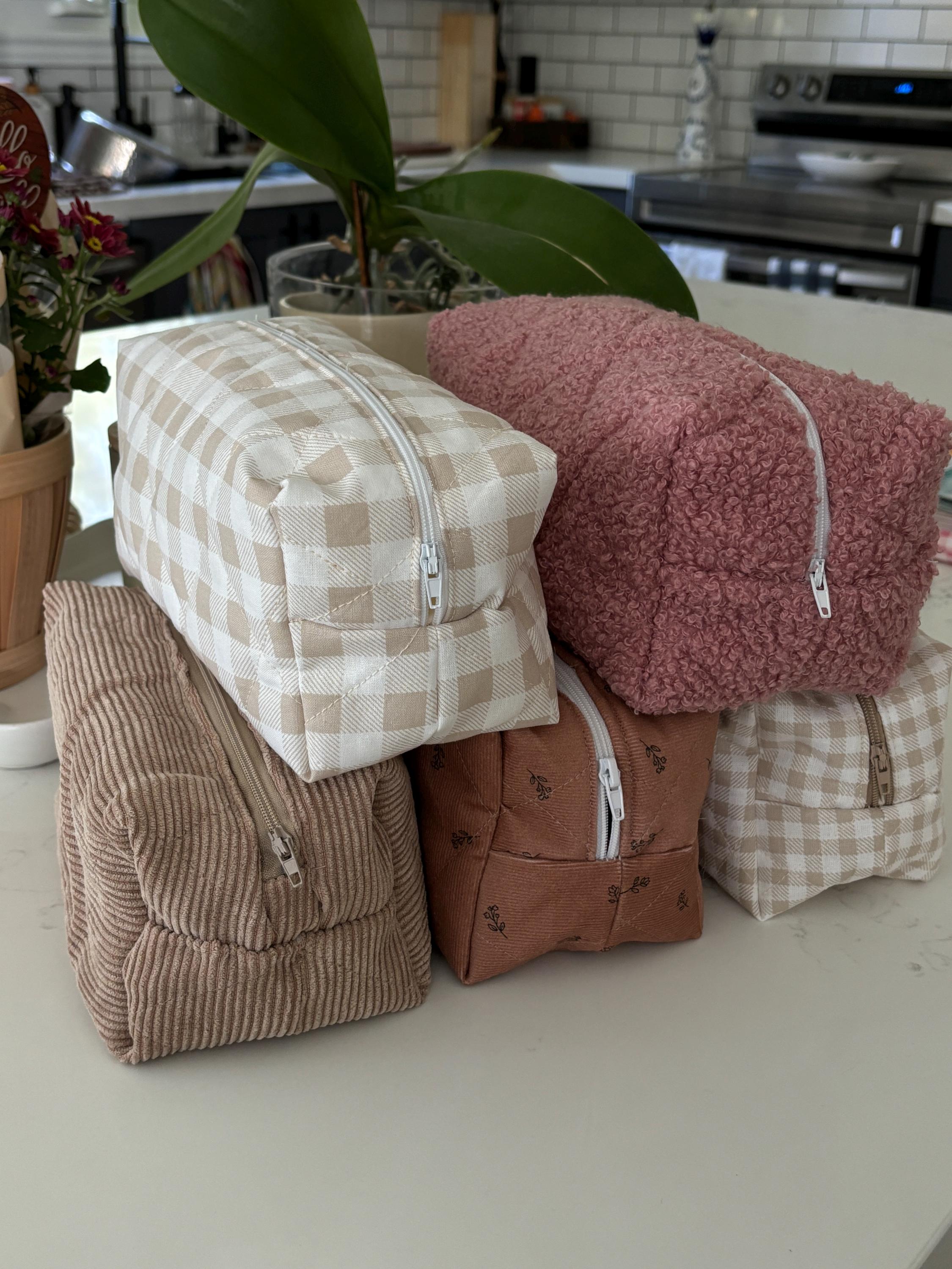 Cozy Fall Collection | Quilted Cosmetic Bag | Makeup Pouches | Gingham ...