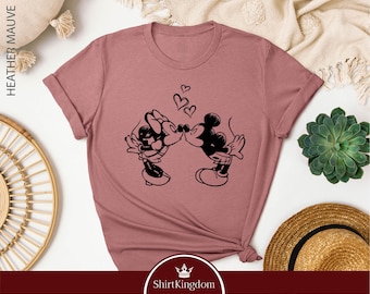 Disney Mickey And Minnie Kissing Shirt, Mickey And Minnie Love Shirt, Disney Valentines Day Shirt, Cute Valentine Gift, Disneyland Love