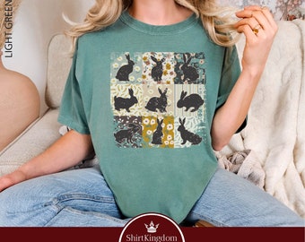 Comfort Colors Boho Bunny Rabbit Shirt, Matching Easter Shirts, Floral Farmhouse Shirt, Rabbit Lover Gift, Floral Rabbit Shirt, Gift For Her