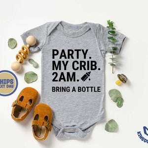 Party At My Crib Bodysuit, Funny Baby Clothes, Cute Bodysuit, Baby Boy Clothes, Baby Girl Bodysuit, Baby Girl Clothes, Baby Boy Bodysuit 画像 4