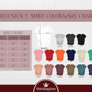 the crew neck t - shirt colors chart