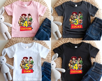 Personalized Toy Story Birthday Shirt For Kids, Custom Disney Toy Story Shirt, Woody Buzz Jessie Shirt, Custom Kids Name & Age Tee