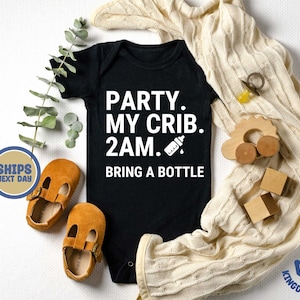 Party At My Crib Bodysuit, Funny Baby Clothes, Cute Bodysuit, Baby Boy Clothes, Baby Girl Bodysuit, Baby Girl Clothes, Baby Boy Bodysuit 画像 2