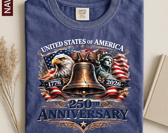 USA 250th Anniversary Shirt, 1776–2026 Comfort Colors Shirt  4th Of July Independence Day Gift, Bald Eagle American Flag Tee, Patriotic Tee