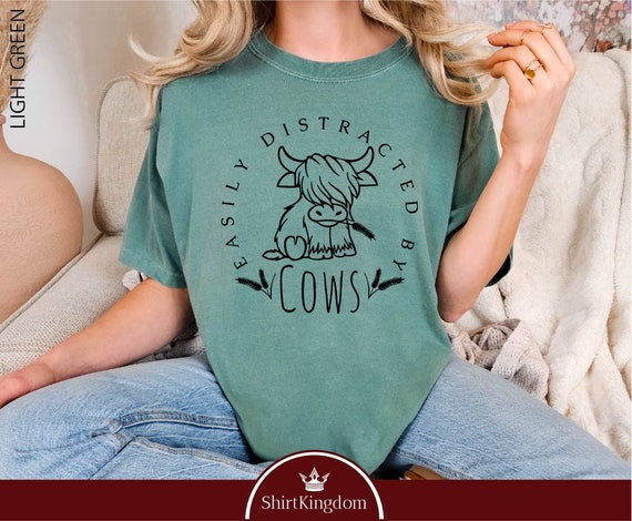 Easily Distracted By Cows Shirt, Comfort Colors, Cow Lover Shirt, Funny Cow Shirt, Farm Lover Shirts, Farm Animal Shirt, Humorous Saying