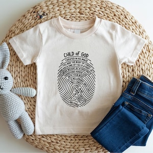 Child Of God Shirt, Fingerprint Christian Tee, Toddler Religious Shirt, Faith Based Kids T-Shirt, Scripture Tee, Jesus Shirt, Gift For Kids