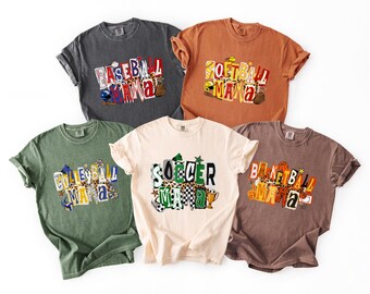 Custom Sport Mama Shirt, Basketball Football Soccer Volleyball Baseball Softball Mama Tee, Game Day Shirt, Leopard Sport Mama T-Shirt