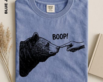 Funny Bear Shirt, Boop the Bear Comfort Colors Tee, Cute Wildlife Graphic, Animal Lover Gift, Vintage Camping Humor TShirt for Women and Men