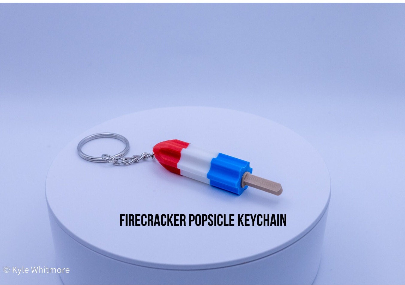 Firecracker Popsicle Keychain- Independence Day Keychain - Red White and Blue