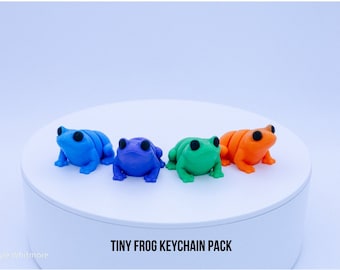 Tiny Frog Multi Color Keychain Pack - Flexible 3D Printed Articulating Design - Multiple Color - Unique Fidget Toy