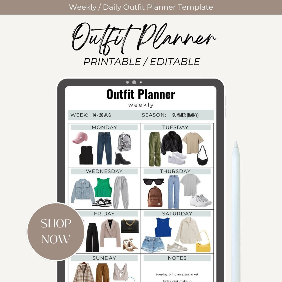 Outfit Planner / Wardrobe Planner Digital and Printable - Etsy México
