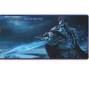 Lich King WoW RGB Gaming Mouse Mat Pad LED Lightning Best Present or Birthday Gift For Gamers World of Warcraft Gaming Desk Mat (4 Sizes)