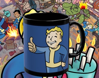 The VAULT-TEC 11oz Gift Mug inspired by Fallout with Vault Boy