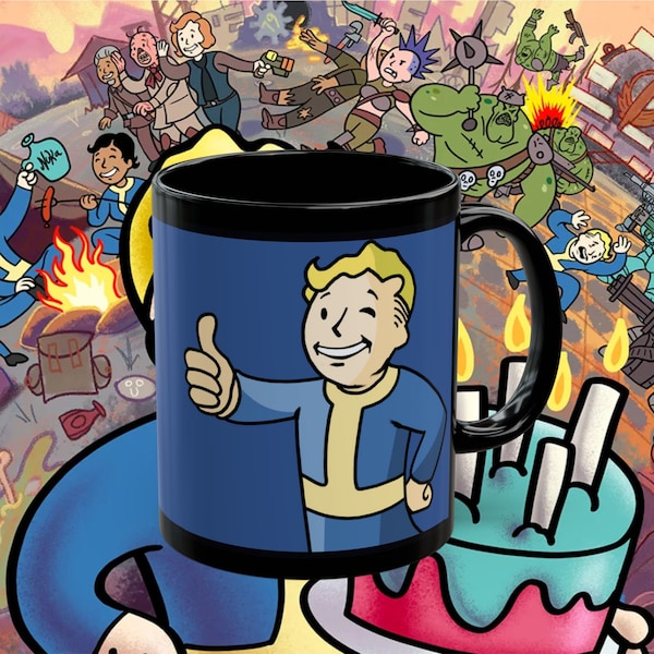 The VAULT-TEC 11oz Gift Mug inspired by Fallout with Vault Boy