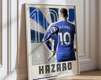 Eden Hazard Chelsea FC Retro football poster prints | 2000’s Premier League Icon | Digital download wall art | suitable for A3 & A4