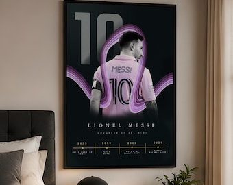 Lionel Messi Inter Miami No10. Poster | Minimal Football Wall Art Print | Modern Sports Decor | Digital Download | Gift for Football Fans