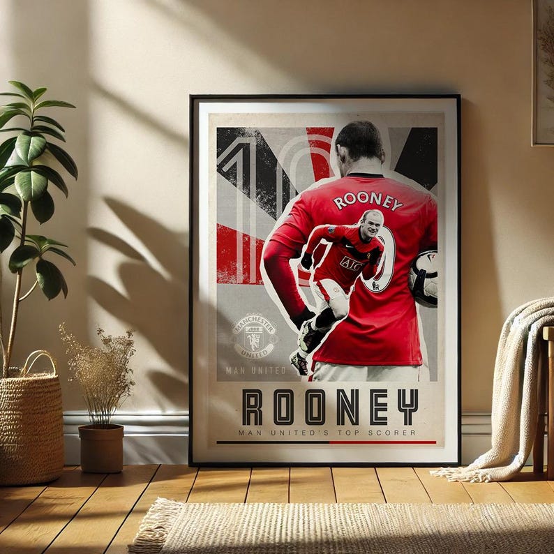 Wayne Rooney Manchester United Poster | Retro Football Art (digital ...