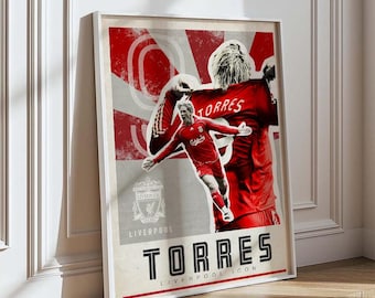 Fernando Torres Liverpool FC Vintage/Retro football poster prints | Prime Barclays’ Icon | Digital download wall art | suitable for A3 & A4