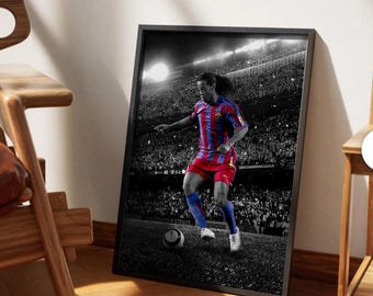 Ronaldinho Poster – FC Barcelona, Brazil Soccer Print