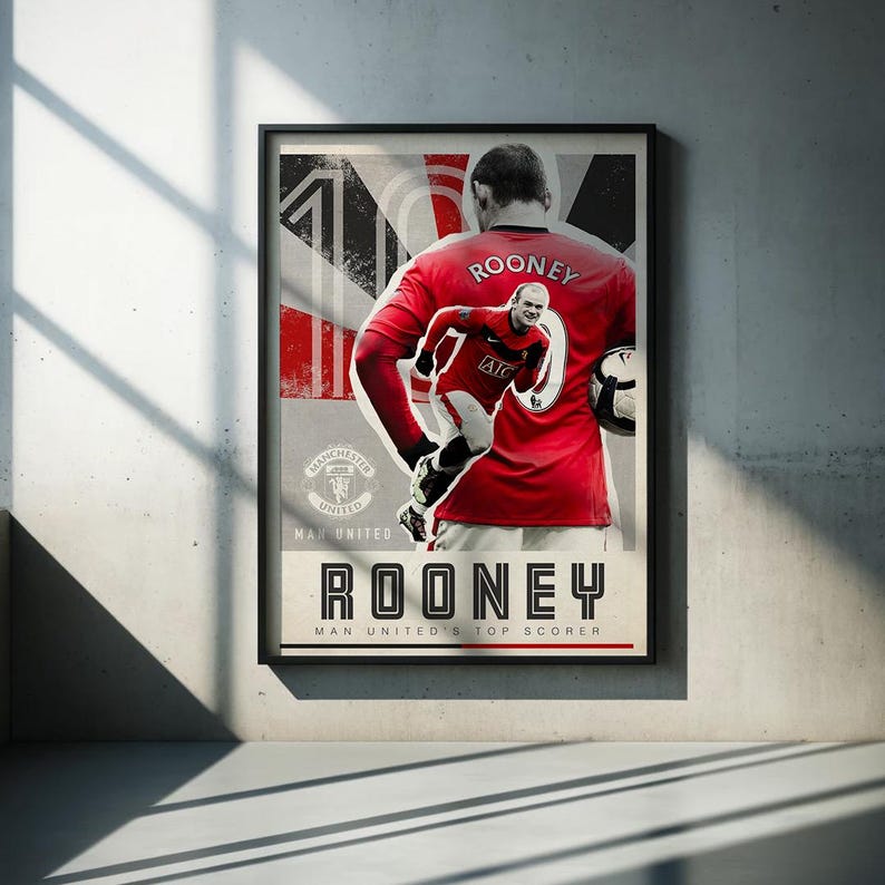 Wayne Rooney Manchester United Poster | Retro Football Art (digital ...