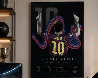 Lionel Messi FC Barcelona no.10  Poster | Minimal Football Wall Art Print | Modern Sports Decor | Digital Download | Gift for Football Fans
