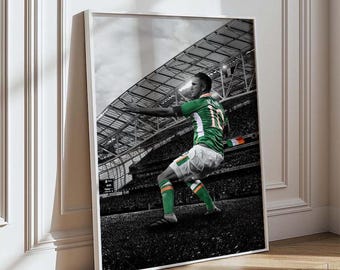 Robbie Keane Ireland Goal Celebration Poster | Irish Football Art