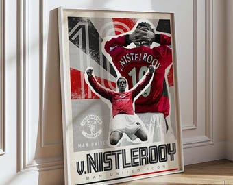 Ruud Van Nistelrooy Manchester United Poster – Retro Football Art