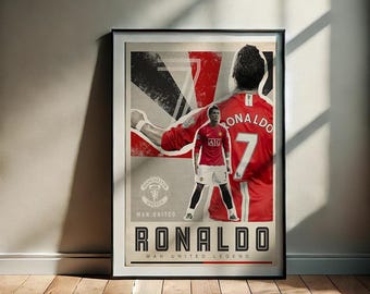 Cristiano Ronaldo Man United Poster | Vintage Football Art (Digital Download)