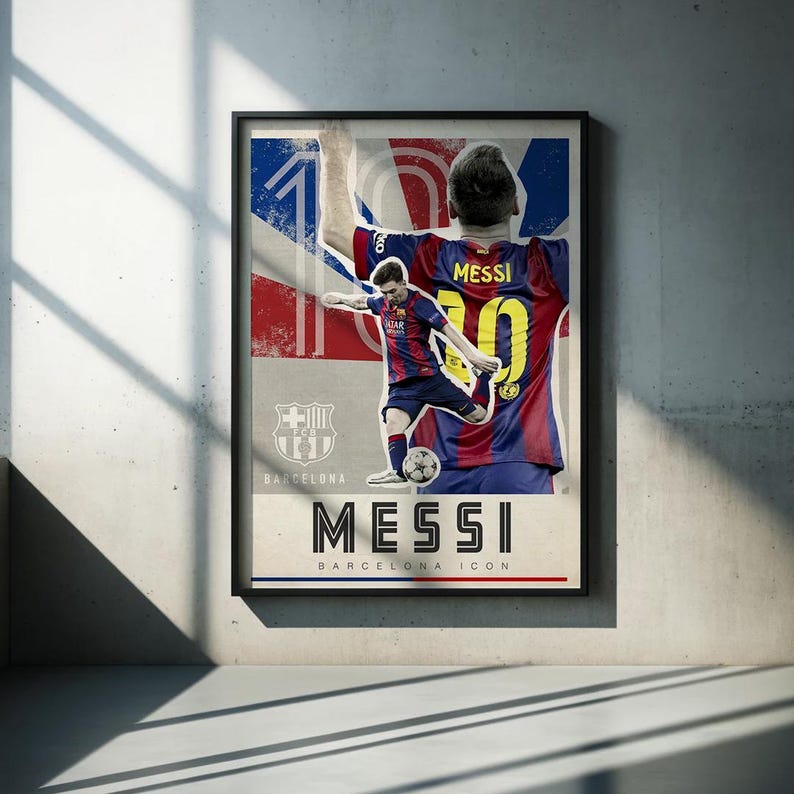 Messi Retro Lionel Messi Retro Poster | FC Barcelona Wall Art (digital Download) - Etsy