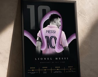 Lionel Messi Inter Miami Poster | Football Wall Art | Soccer Print | Messi No.10 Artwork | Inter Miami FC Decor | Gift for Football Fans