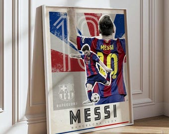 Lionel Messi Poster | Retro Football Print | Iconic Celebration | Barcelona | FCB | GOAT